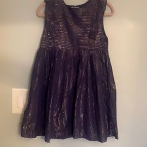 GIRLS NAVY BLUE DRESS WITH RED AND SILVER SHIMMER SLEEVELESS 7 NWT
